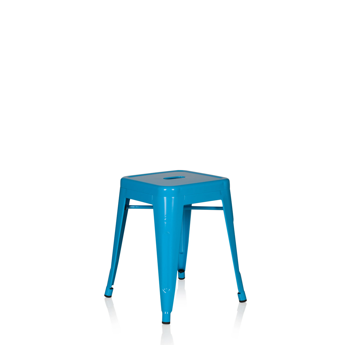 Light blue Bistro stool VANTAGGIO with square seat and struts by hjh OFFICE – 360-degree view (front three-quarter view 40°)