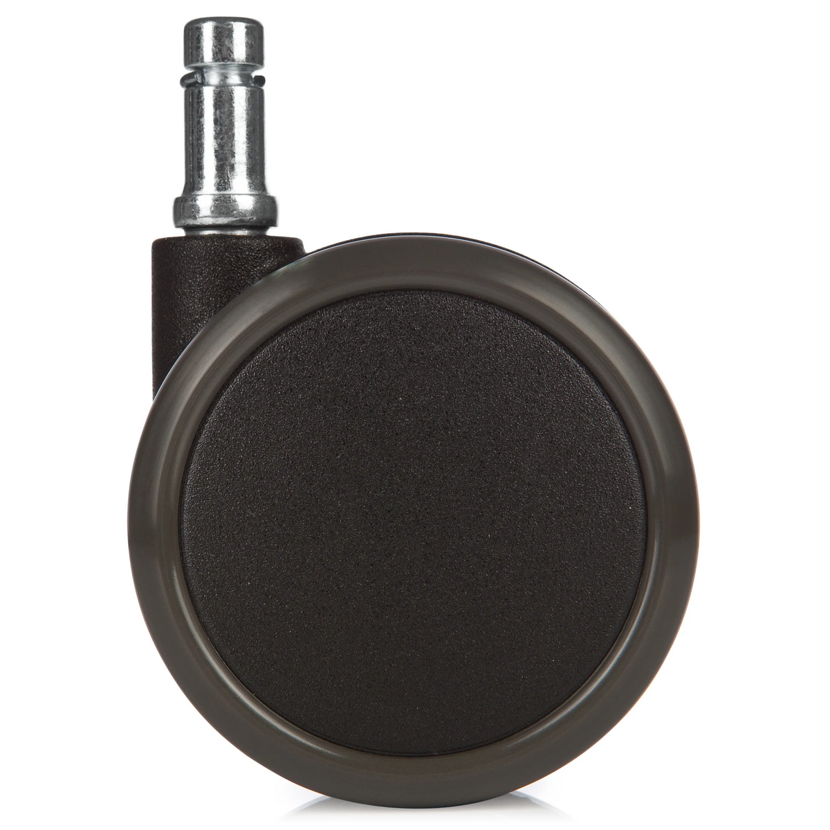 Black 5x ROLO 10mm/65mm Castors for hard floors with silver metal pin by hjh OFFICE – 360-degree view (rear view 180°)