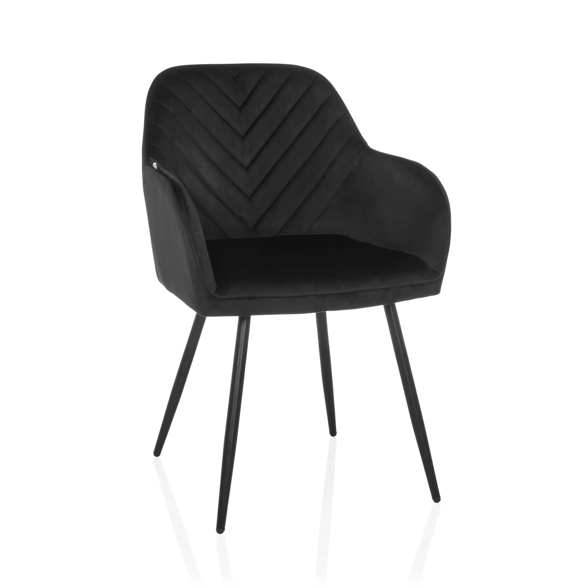 Black Dining chair CHARVELLE with quilted backrest and four legs by hjh LIVING – 360-degree view (front view 15°)