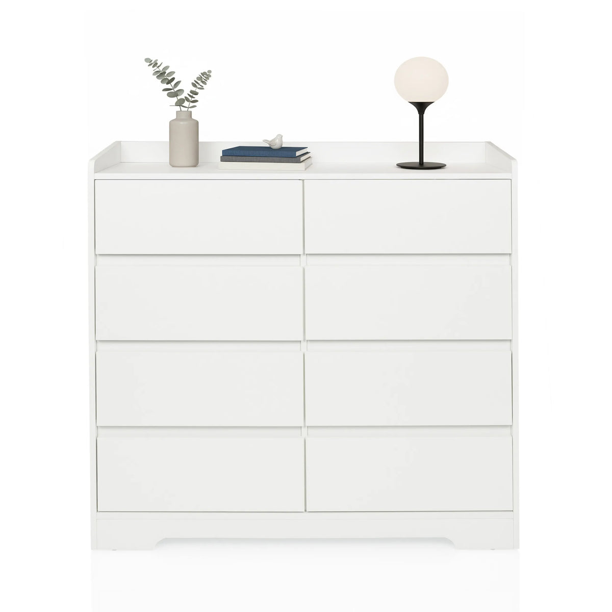 White chest of drawers OSOYRO with eight handleless drawers by hjh LIVING