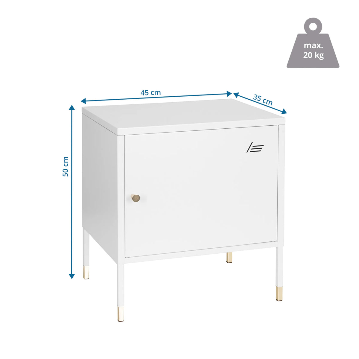 Dimensional drawing of the Office cabinet UMEO, 45 × 35 cm with a load capacity of 20 kg by hjh OFFICE
