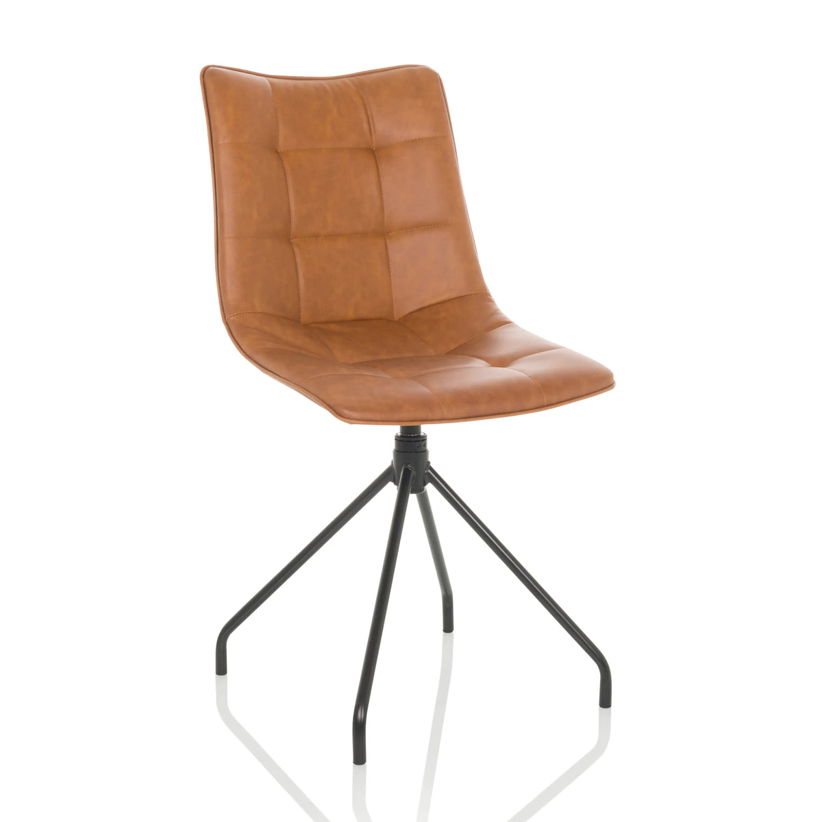 Brown Upholstered chair TARVISO PU with stitching and four-legged frame by hjh OFFICE – 360-degree view (front three-quarter view 30°)