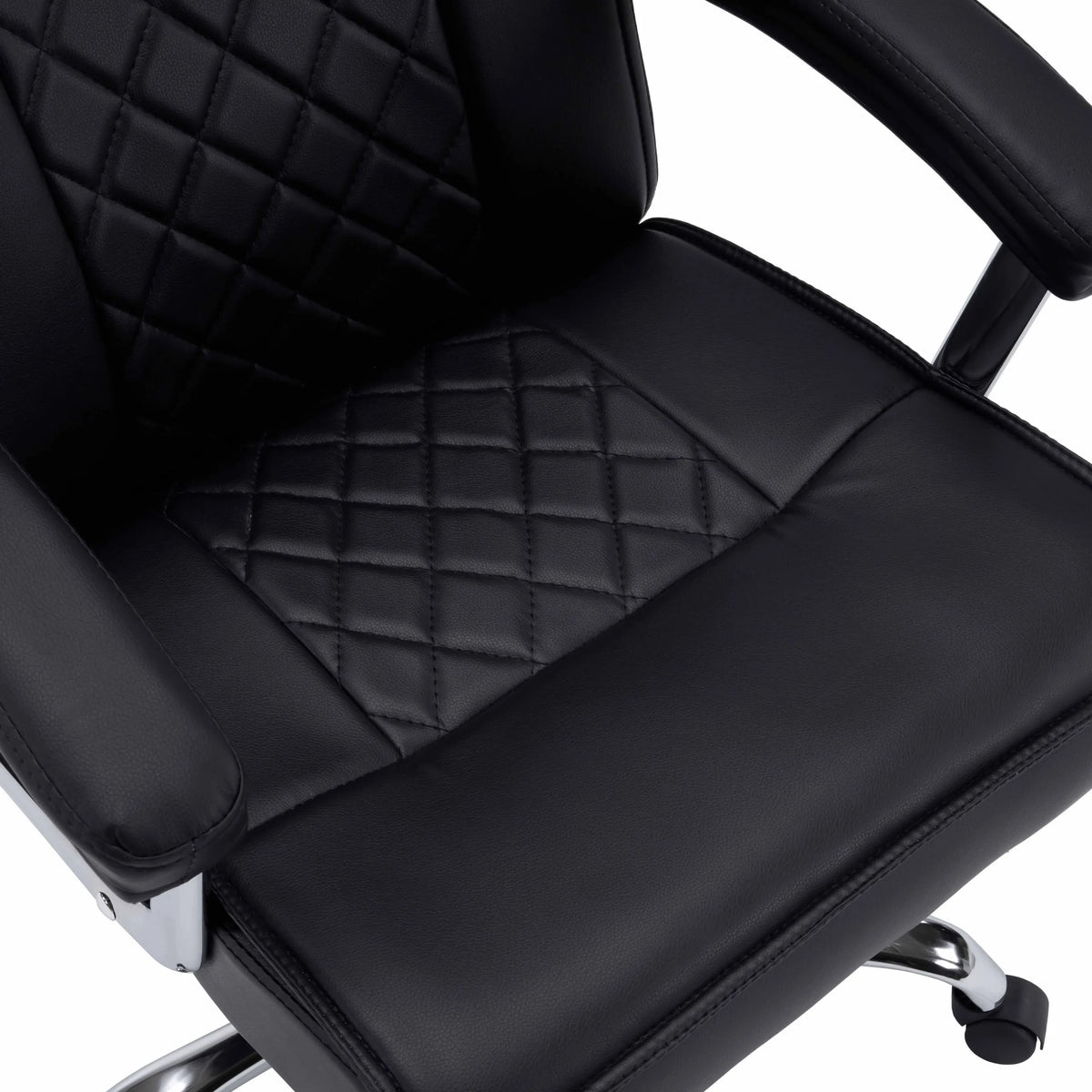 Black quilted seat and backrest of the Relax Prestio Home Office Chair by MyBuero
