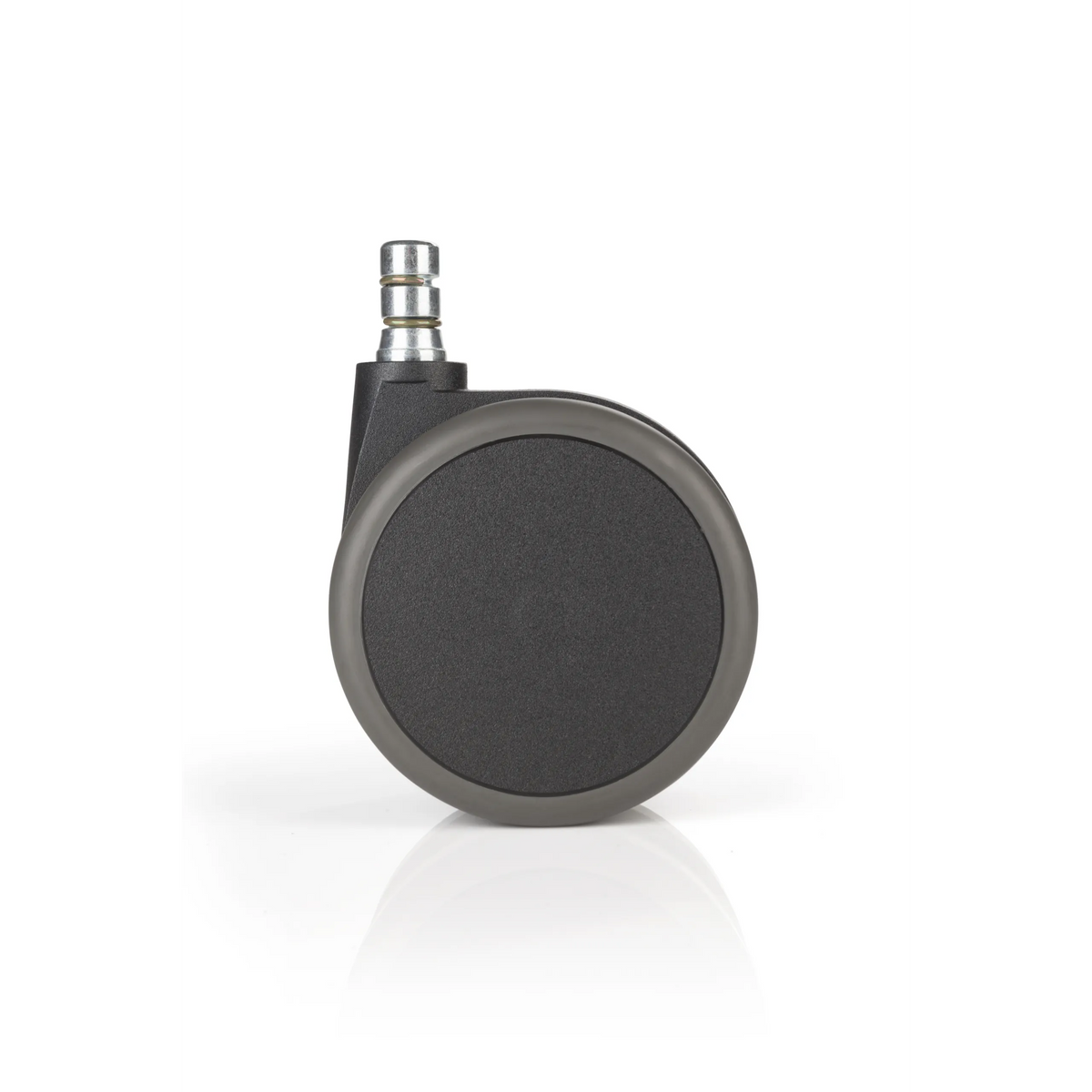 Black Castors 5x ROLO No-Noise 11mm/75mm for hard floors with silver-coloured metal pin by hjh OFFICE – 360-degree view (front view 0°)