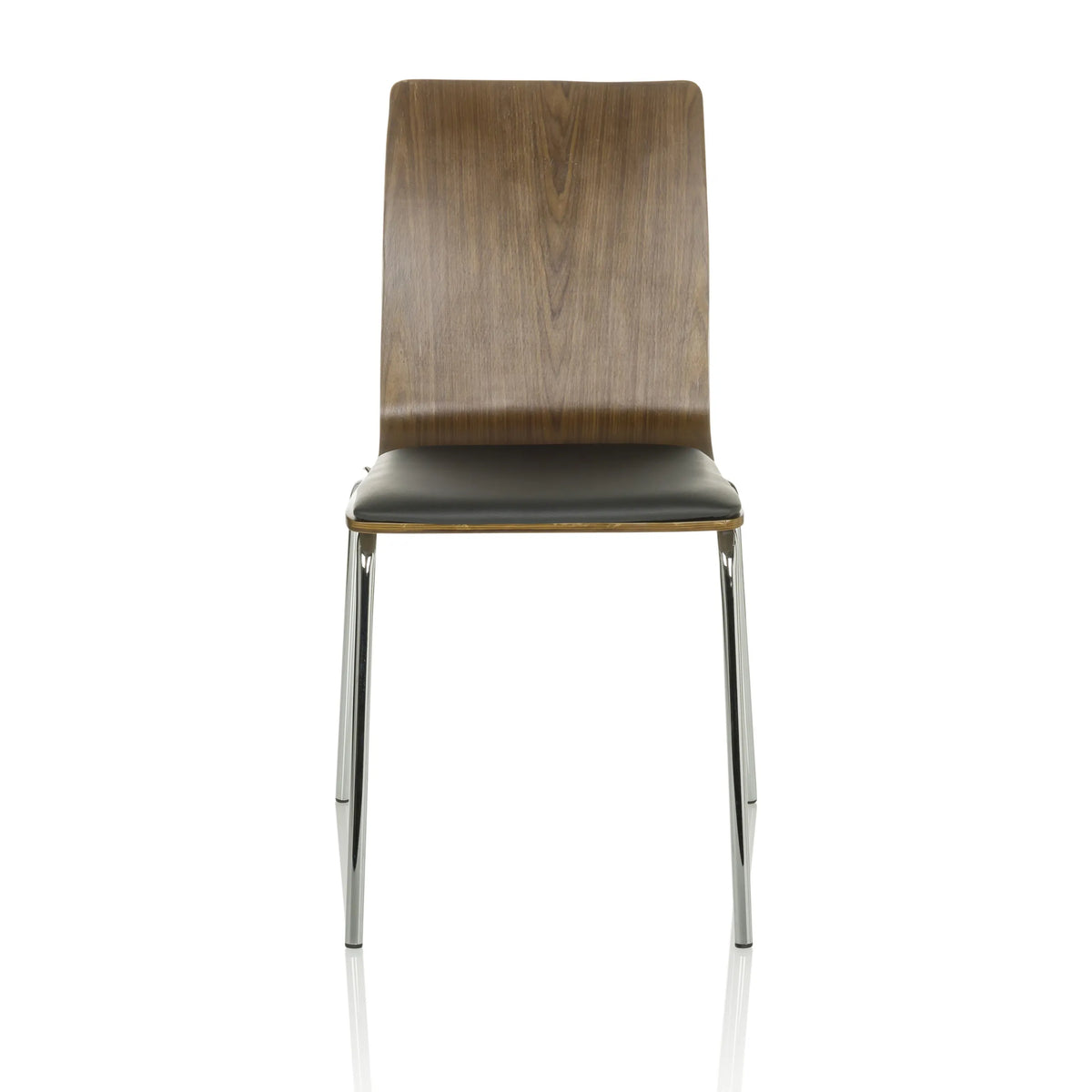 Black guest chair PERIA with brown wooden backrest and chromed legs by hjh OFFICE – 360-degree view (front view 0°)