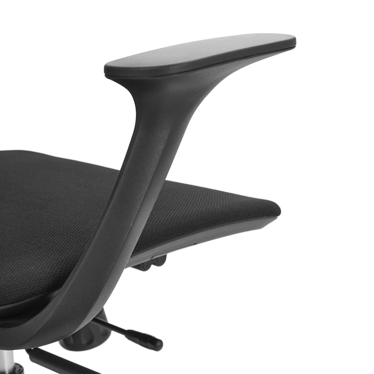 Black armrest of the Malio Home Office Chair with fabric-covered seat by hjh OFFICE