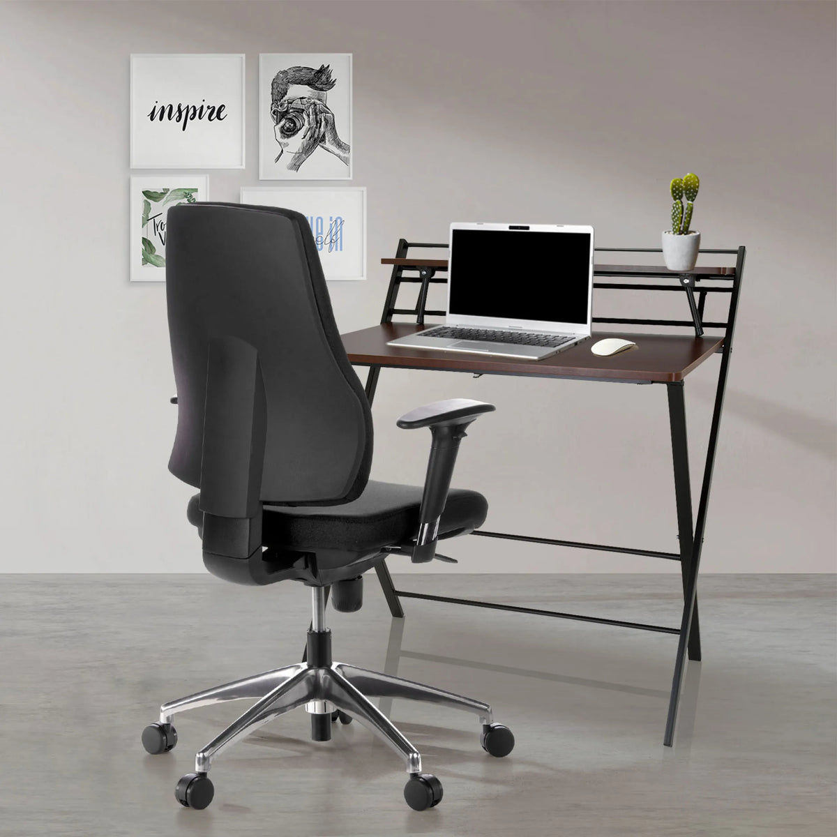 Black professional office chair PRO-TEC 200 with armrests and castors at a desk by hjh OFFICE