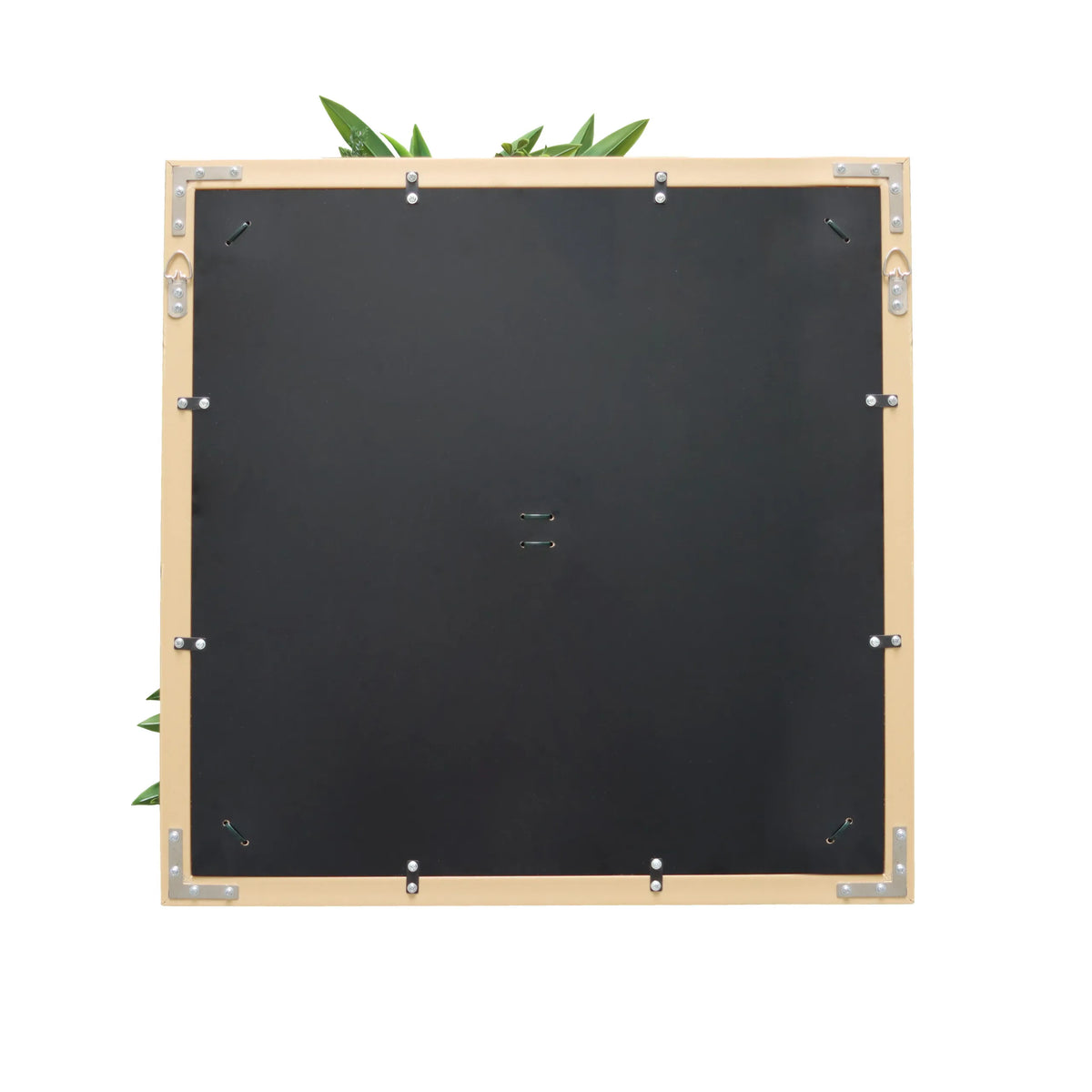 Back of the square Plant mat LEAFLUXE WALL 1 in black with metal fittings by hjh LIVING