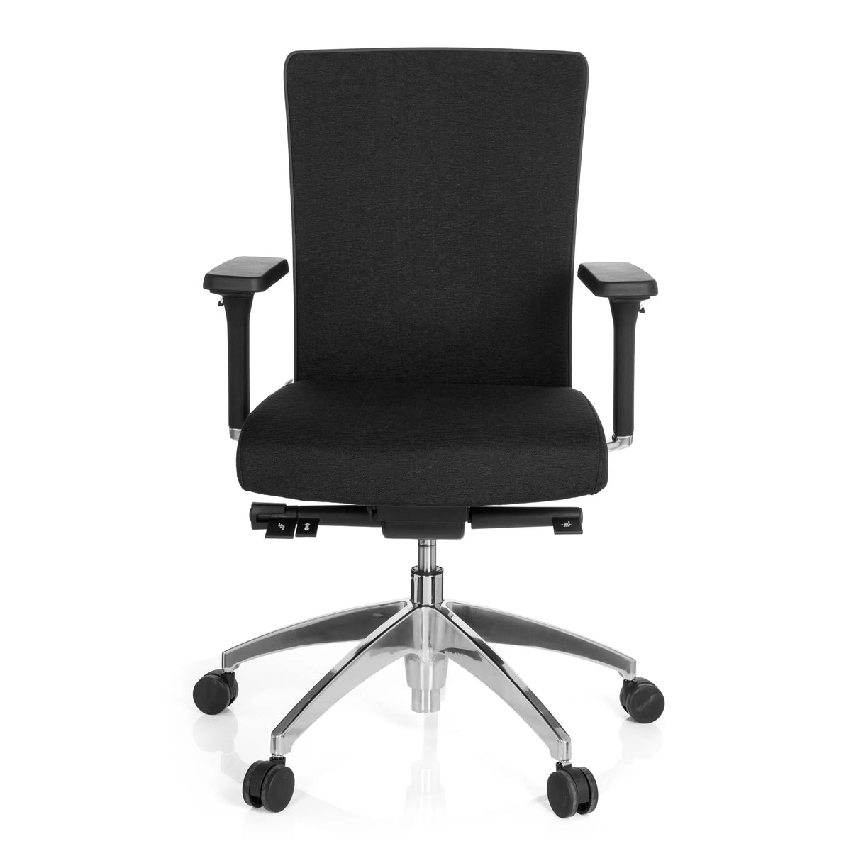 Black Professional Office Chair ASTRA BASE with armrests and five-caster base by hjh OFFICE – 360-degree view (front view 0°)