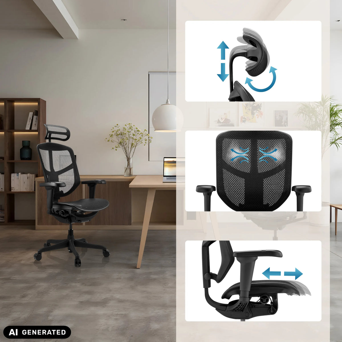 Professional Office Chair ENJOY ULTRA GEN2 with adjustable headrest and armrests by hjh OFFICE (AI-generated image)