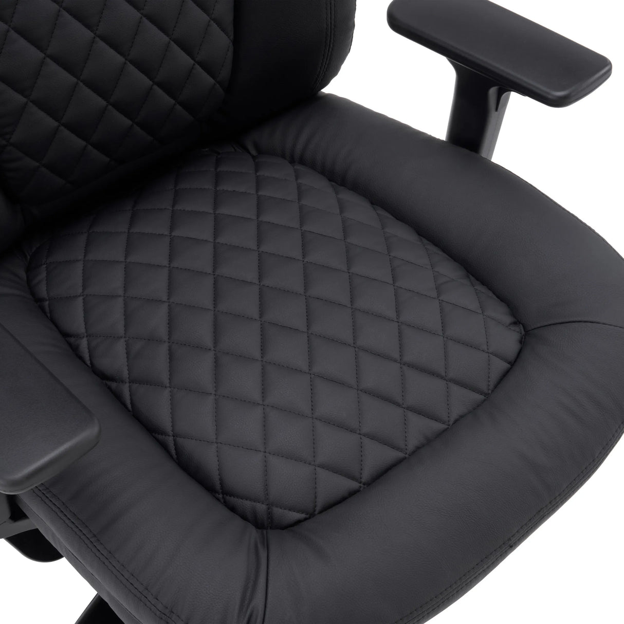 Stitch-seam padding of the XXL Pullmann Gen2 swivel chair seat in black faux leather by hjh OFFICE