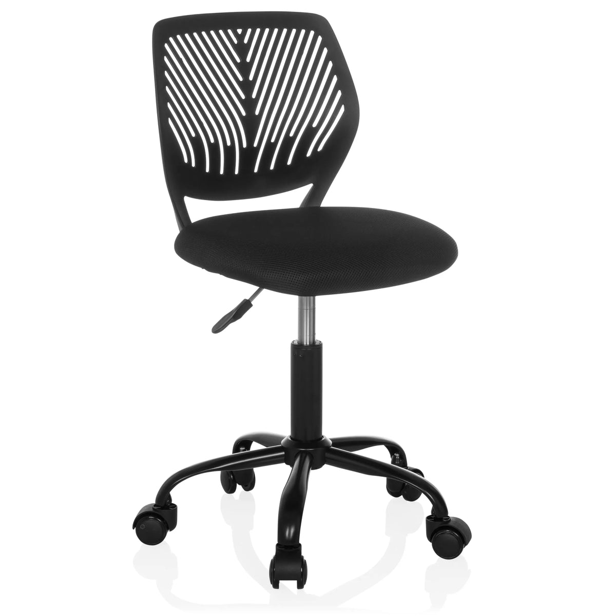 Black Swivel Chair – Children KID QB with mesh back and five-caster base by hjh OFFICE – 360-degree view (front three-quarter view 30°)