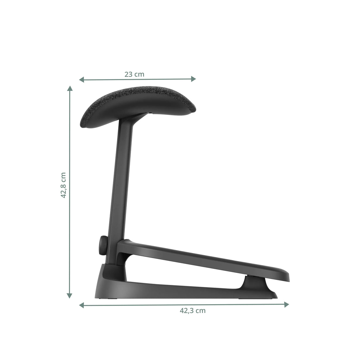 Dimensional drawing of the LiberNovo Omni StepSync footrest with a height of 42.8 cm and a width of 42.3 cm by Libernovo