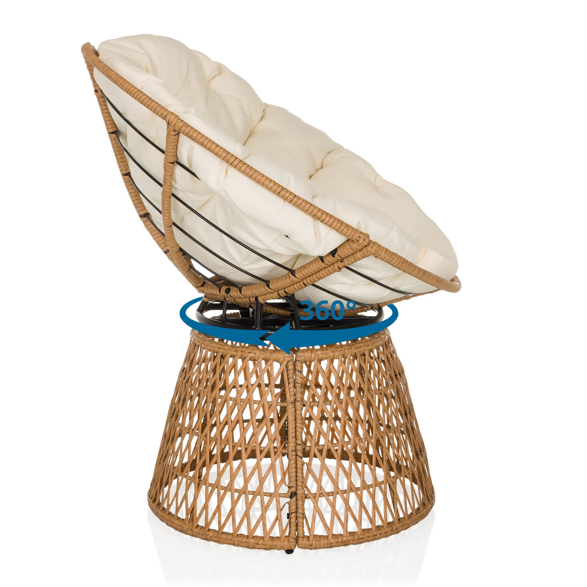 360-degree swivel function of the Outdoor chair WEAVORA in beige by hjh LIVING