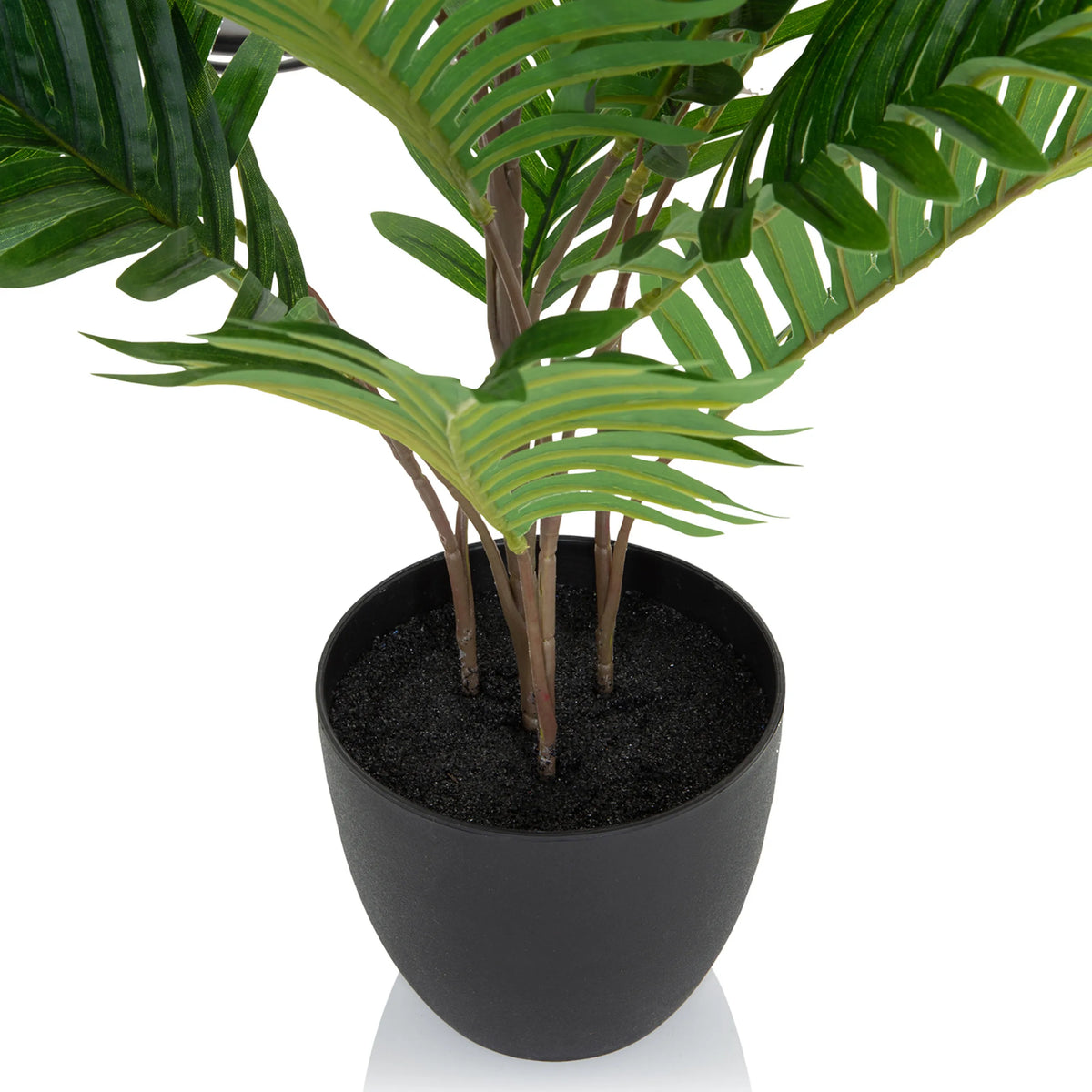 Black plant pot with green leaves of the Artificial plant ARECA by hjh OFFICE