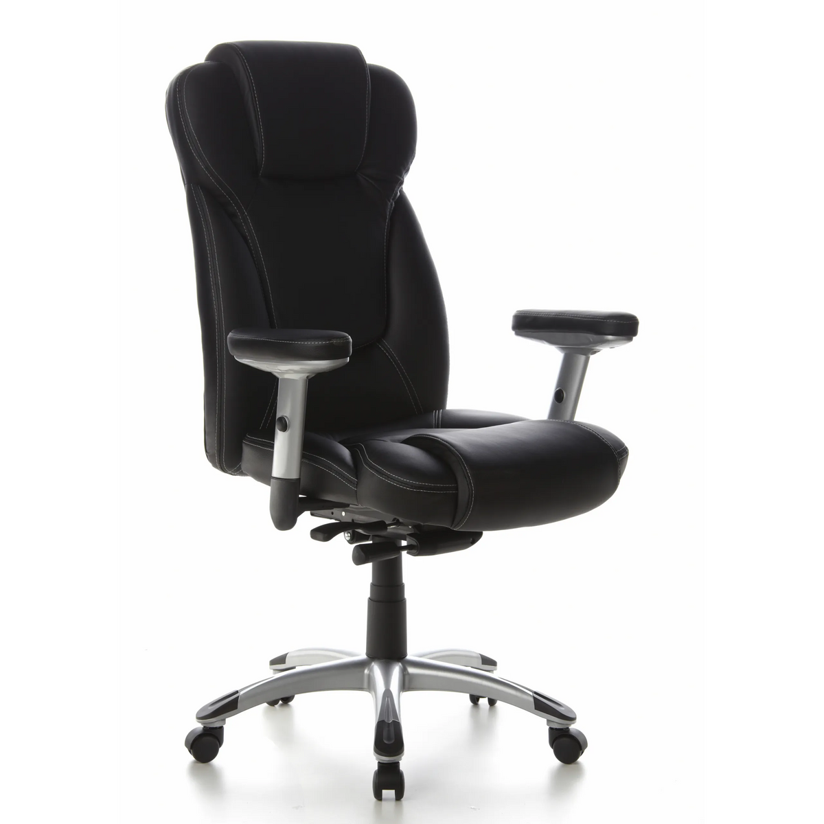 Black Professional Executive Chair EMBASSY 200 with armrests and five-caster base by hjh OFFICE – 360-degree view (front three-quarter view 40°)