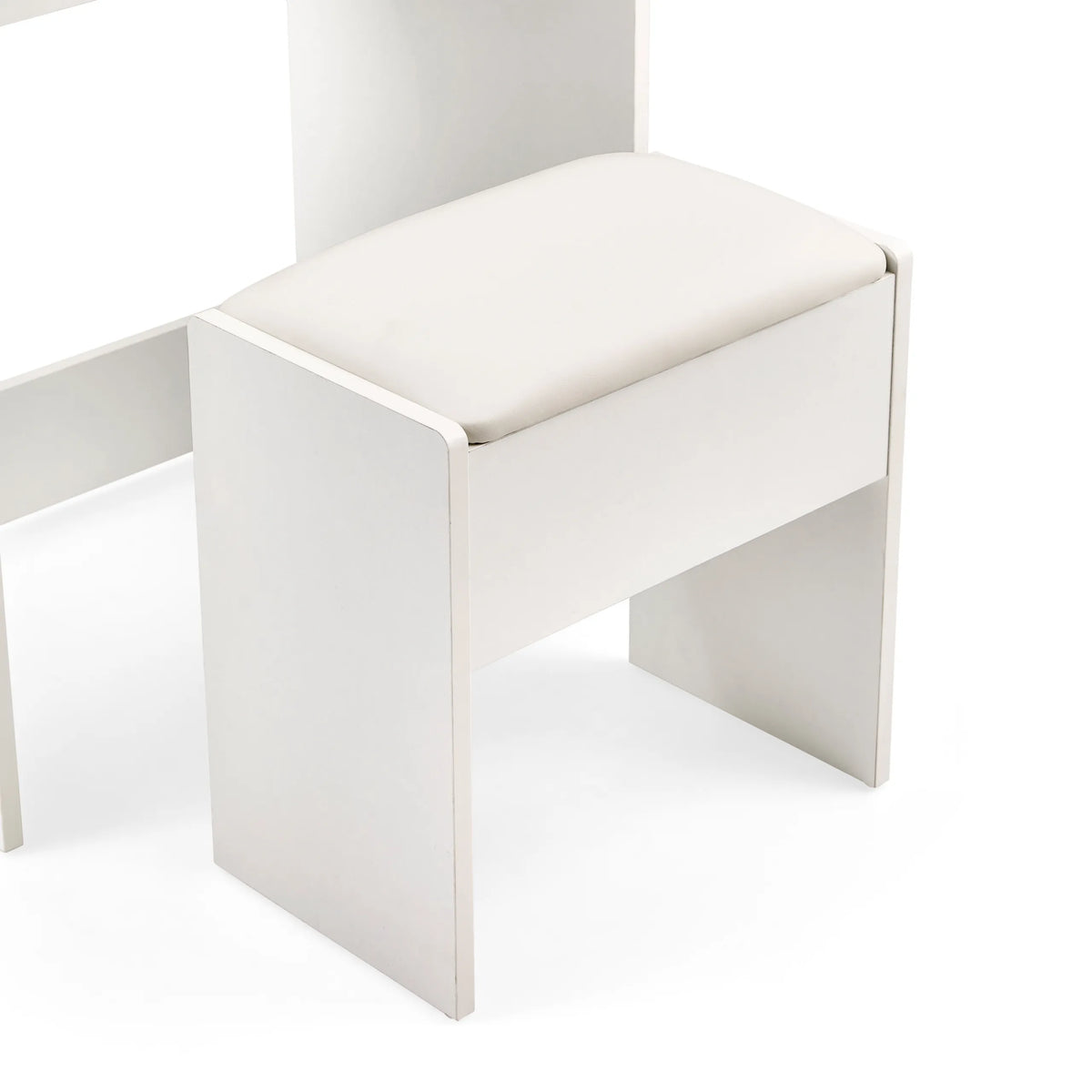 White stool with padded seat for the Glamdesk Makeup Mirror by hjh LIVING