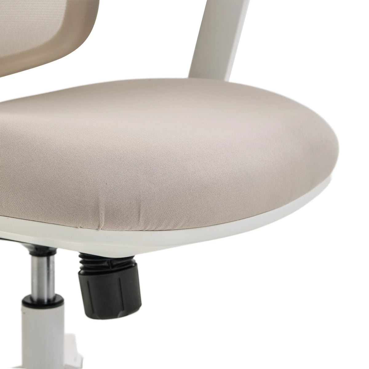 Beige fabric padded seat of the Professional Office Chair ERGOMY W with white frame by MyBuero