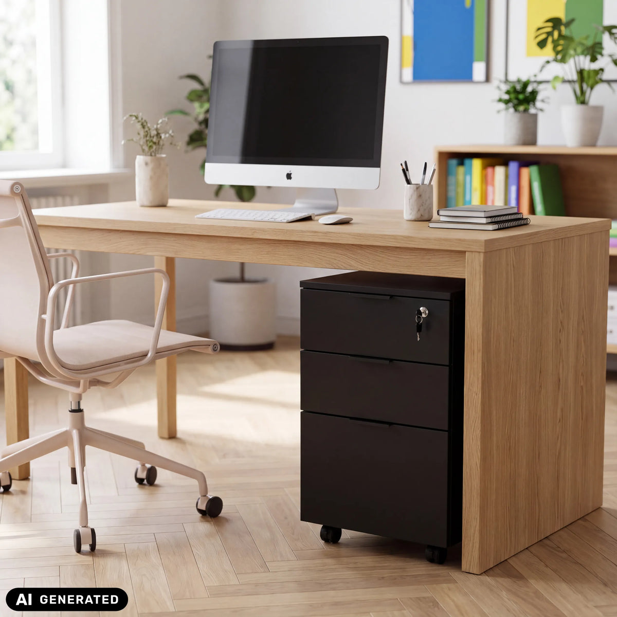 Black Mobile Drawer Unit DAVIK with three drawers and lock by hjh OFFICE