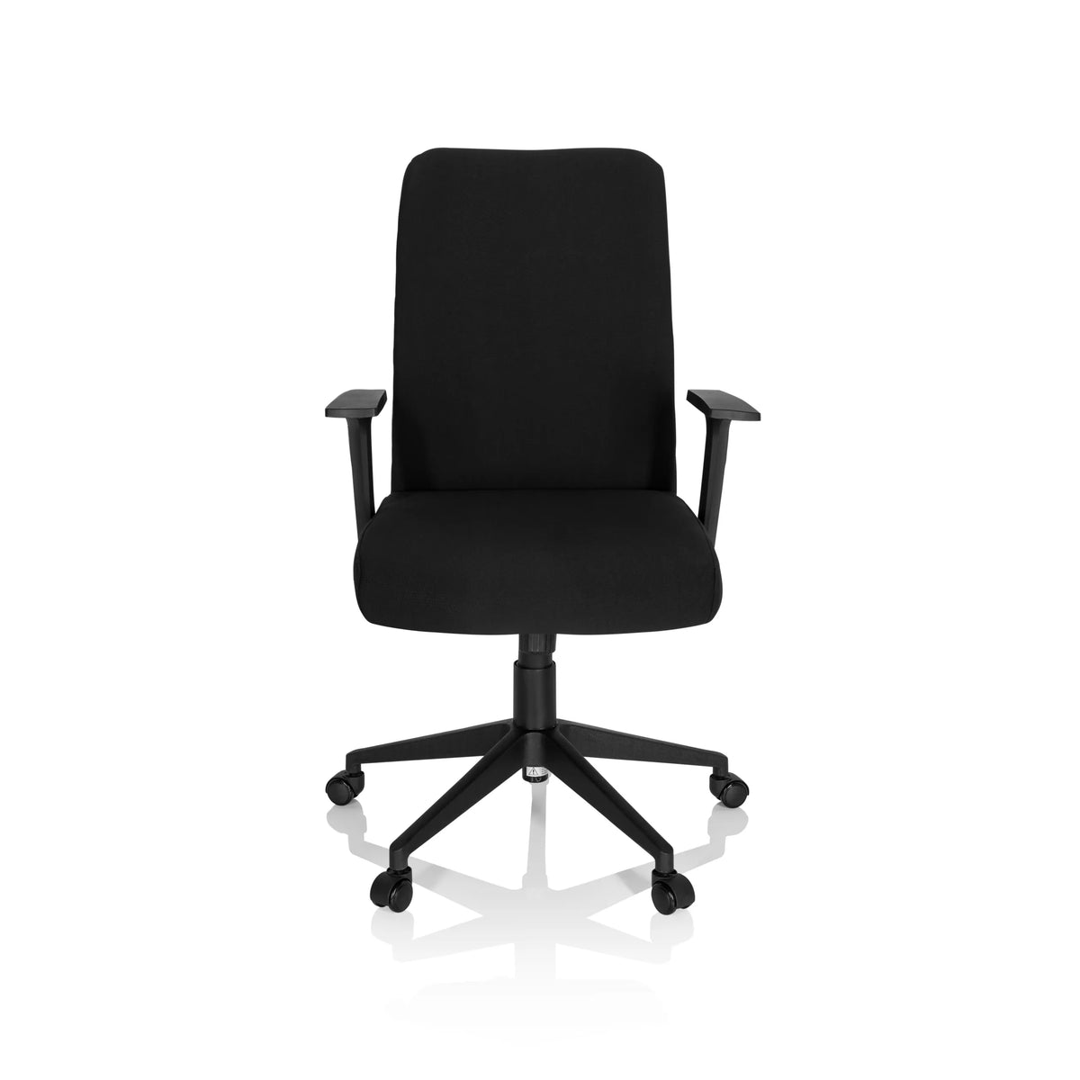 Black Home Office Chair COSIO I with armrests and five-caster base by hjh OFFICE – 360-degree view (front view 0°)