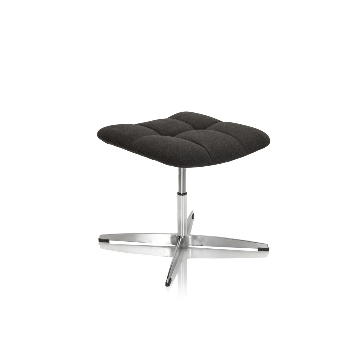 Black upholstered stool SARANTO with square seat and metal star base by hjh OFFICE – 360-degree view (front three-quarter view 40°)