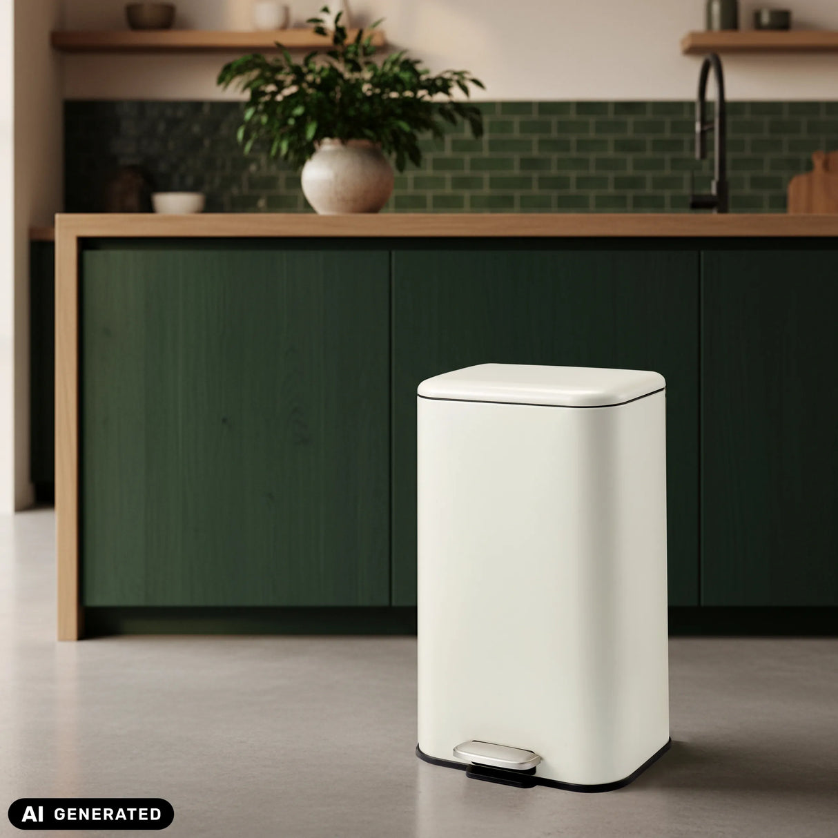 Beige Clean 1 wastepaper bin with foot pedal and 30 l capacity by hjh OFFICE (AI-generated image)