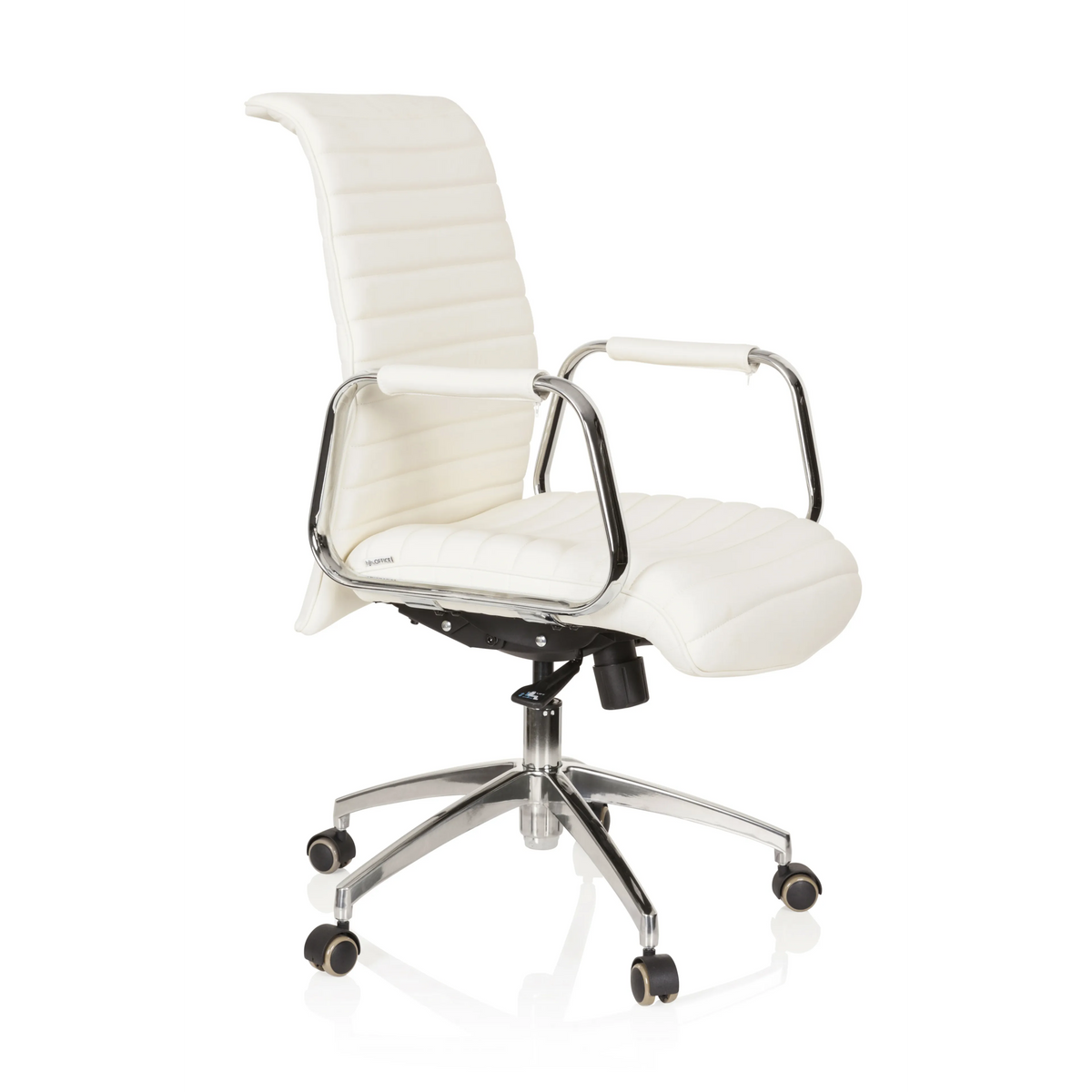 Cream white Professional Executive Chair ASPERA 10 with armrests and five-caster base by hjh OFFICE – 360-degree view (front three-quarter view 60°)