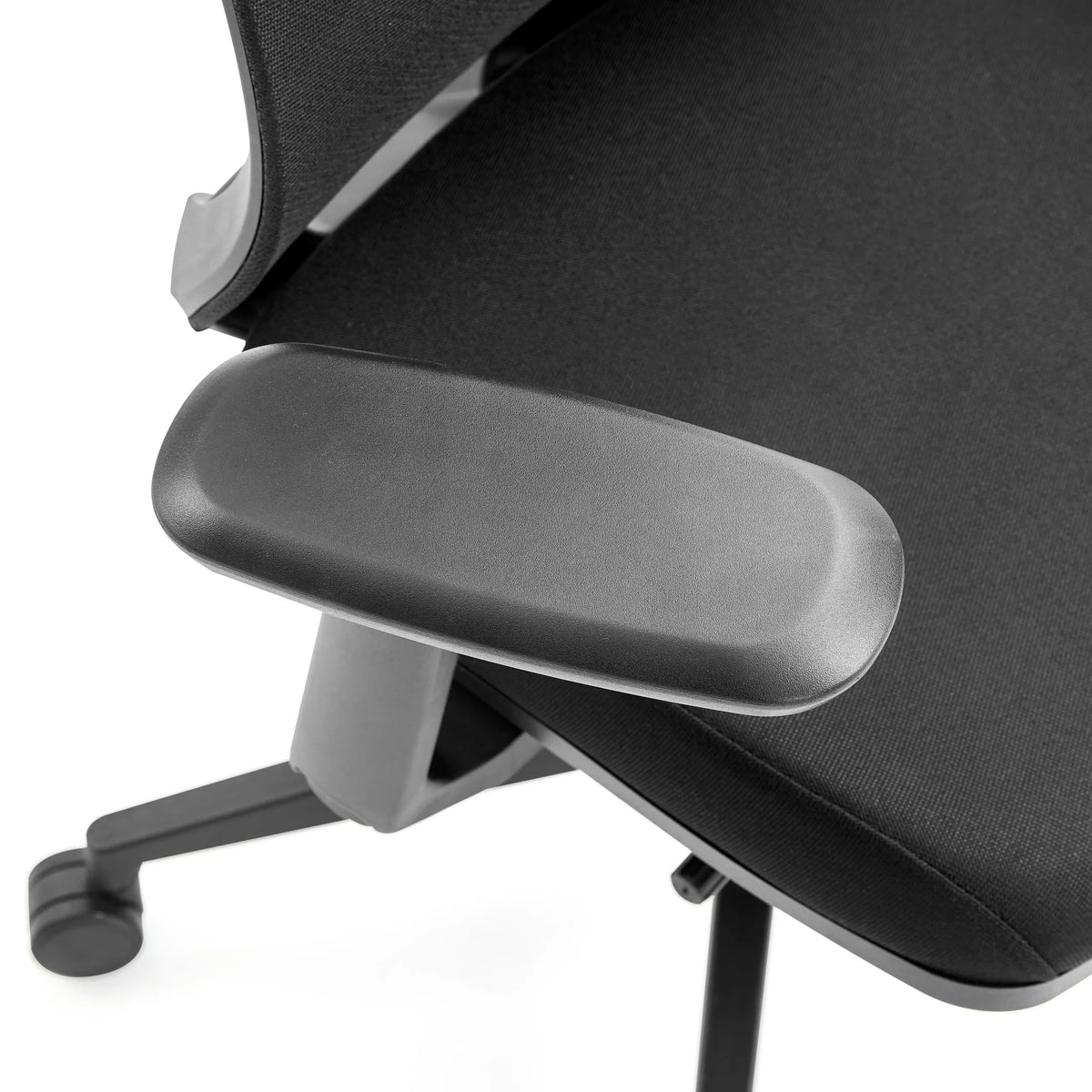 Black armrest of the Profondo F professional office chair with fabric cover by hjh OFFICE