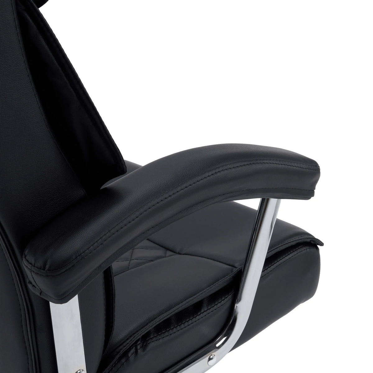 Padded armrest with chrome frame of the Relax Prestio Home Office Chair in black by MyBuero