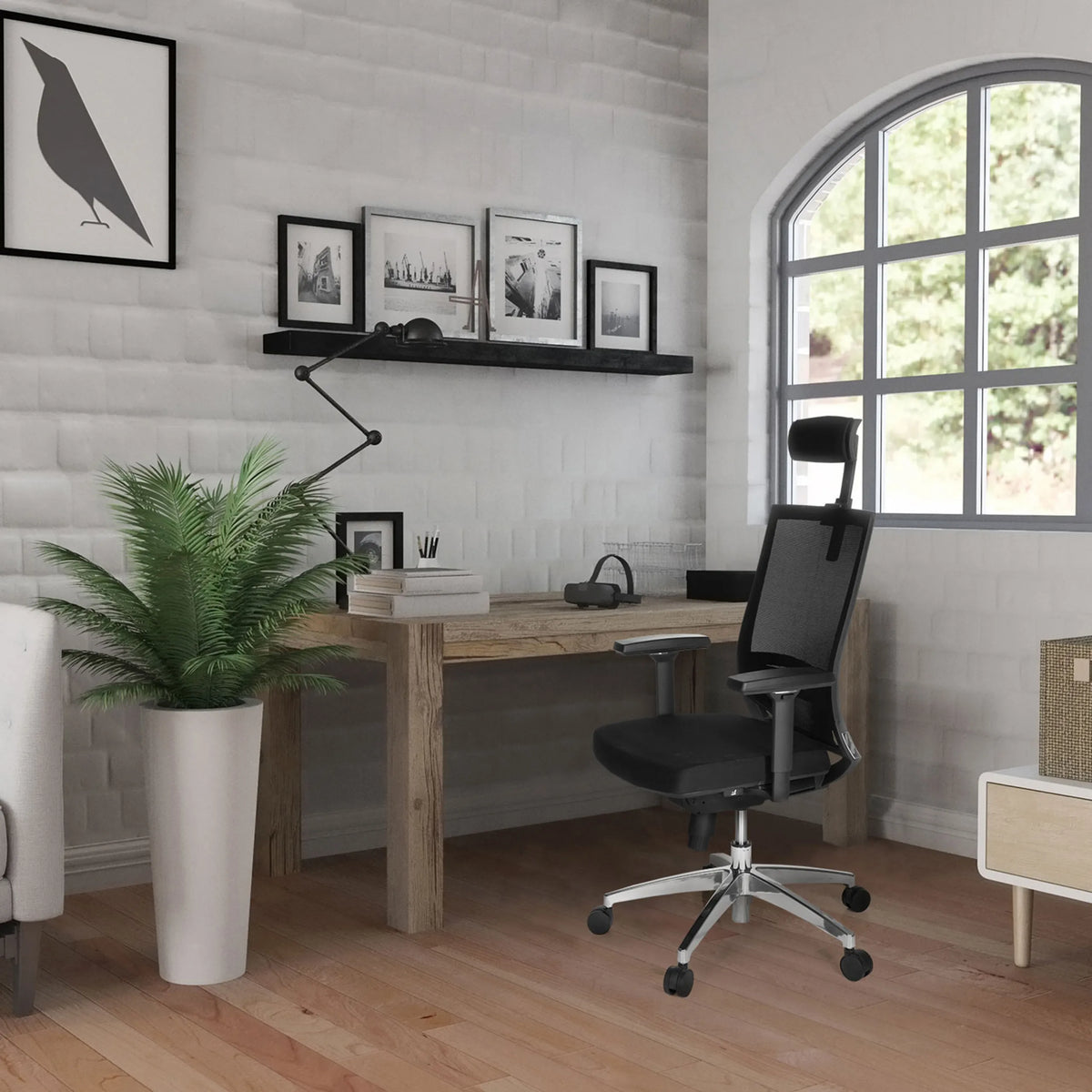 Professional Office Chair PORTO MAX HIGH with mesh backrest and headrest in black by hjh OFFICE