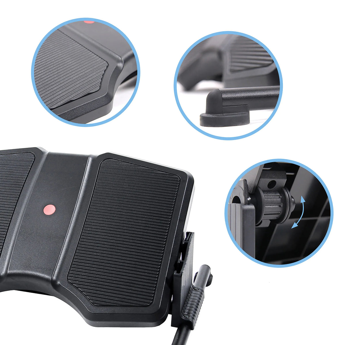 Non-slip surface and adjustment mechanism of the Footrest PODI II by hjh OFFICE