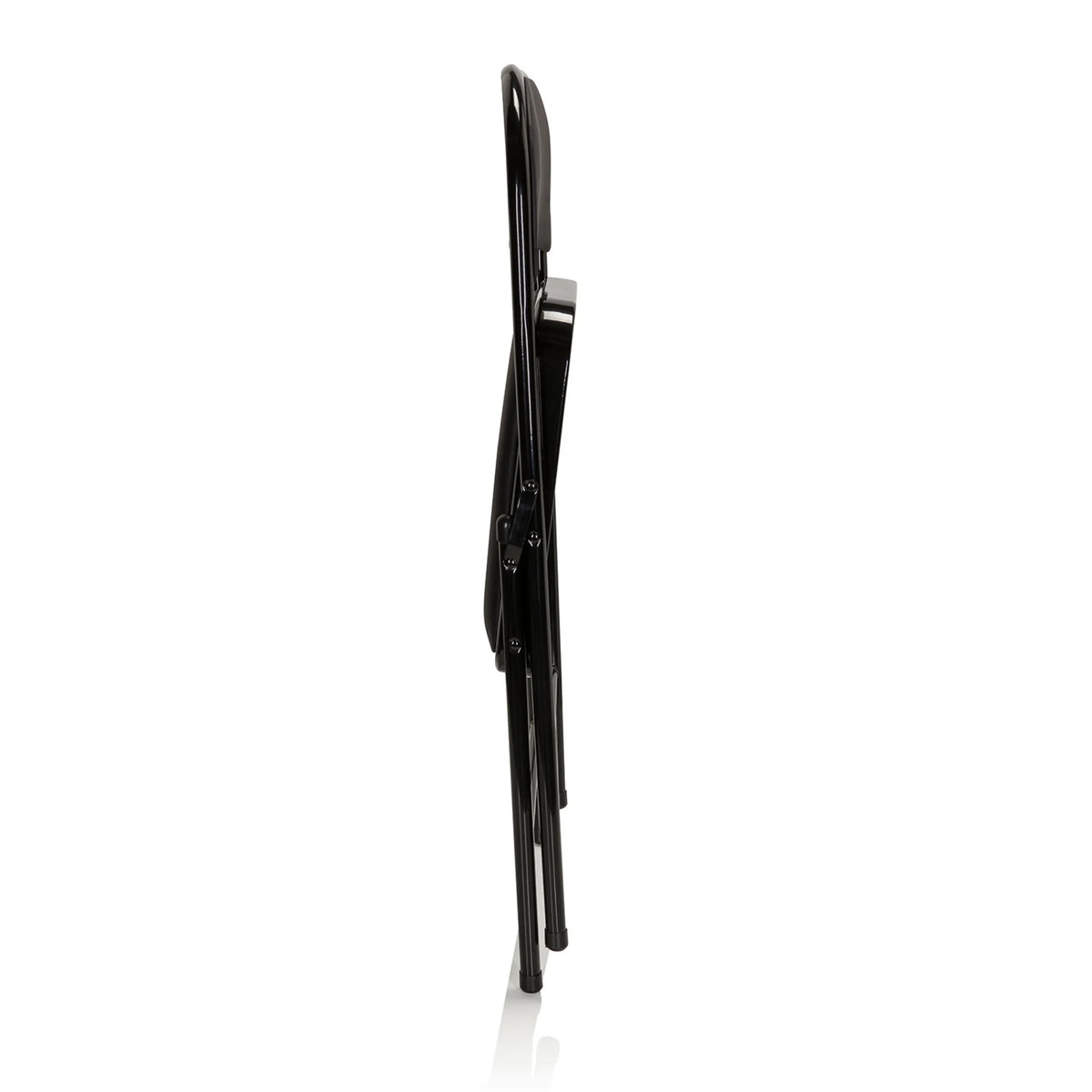 Side view of the black TUDELA folding chair with faux leather upholstery by hjh OFFICE