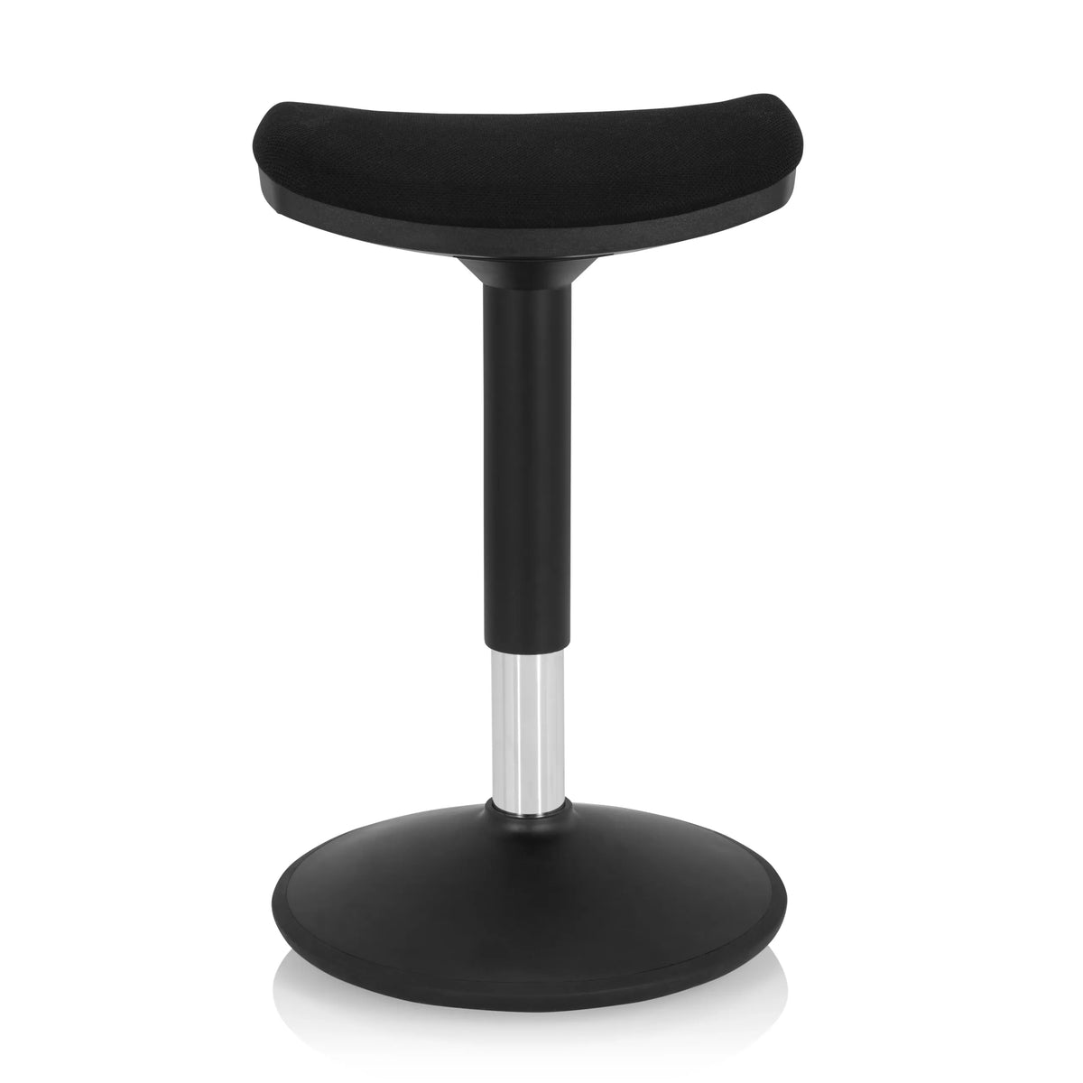 Black Standing aid BALANCE SIT I B with curved seat and round base by hjh OFFICE – 360-degree view (front view 0°)