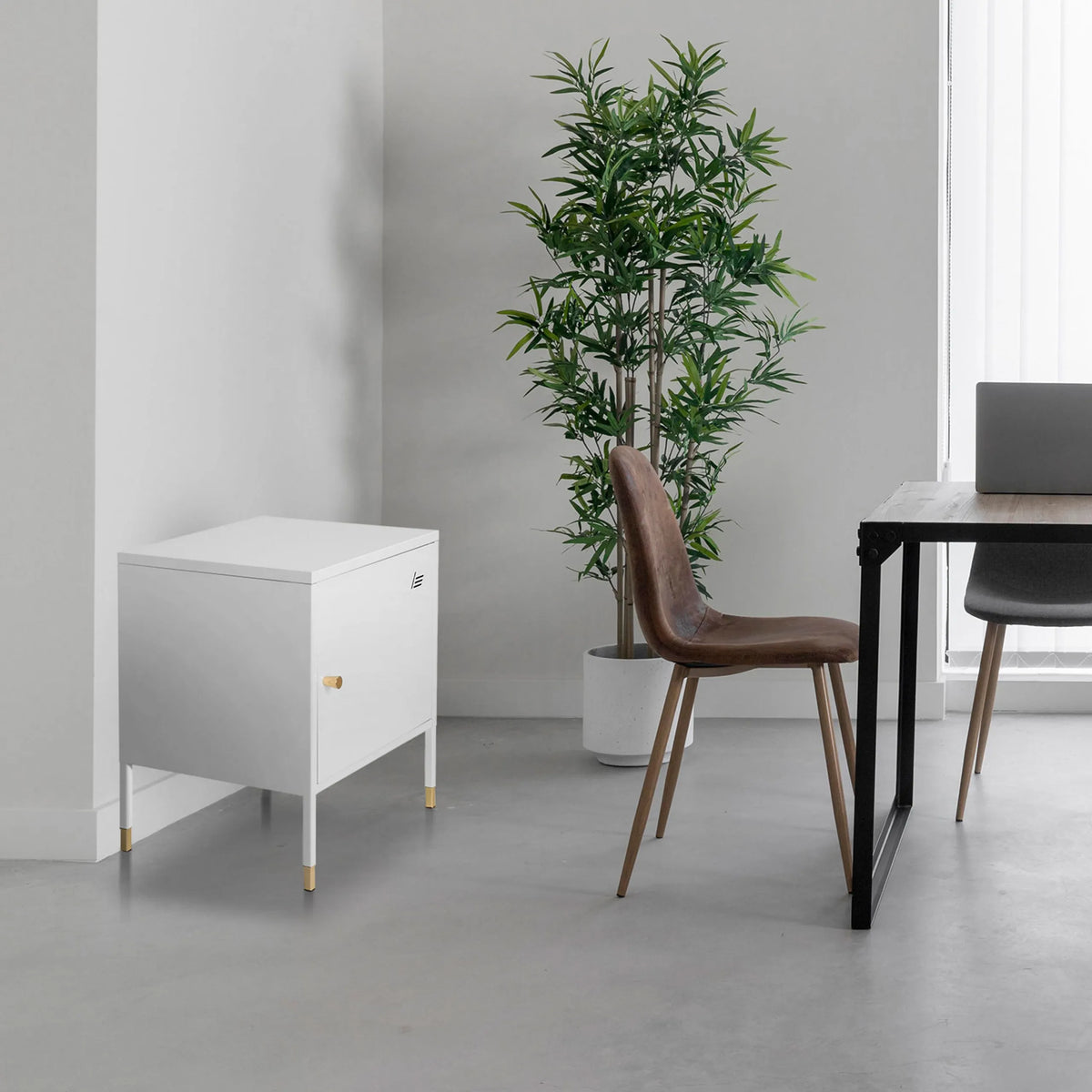 White Office cabinet UMEO with gold-coloured feet by hjh OFFICE