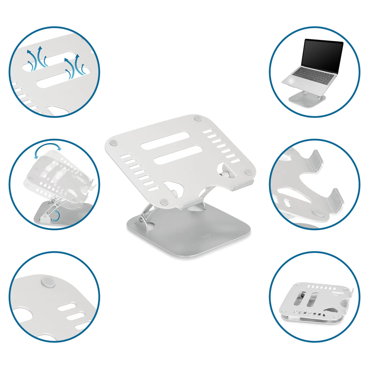 Silver Pad LAPTOP STAND with ventilation openings and various adjustment levels by hjh OFFICE