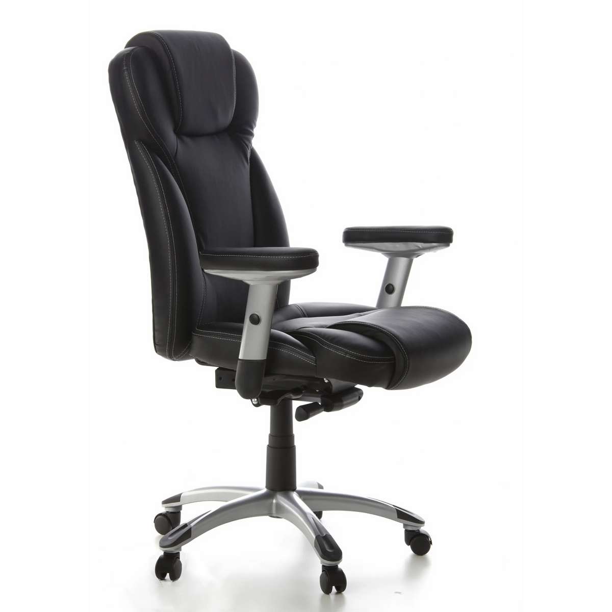 Black Professional Executive Chair EMBASSY 200 with armrests and five-caster base by hjh OFFICE – 360-degree view (front three-quarter view 60°)