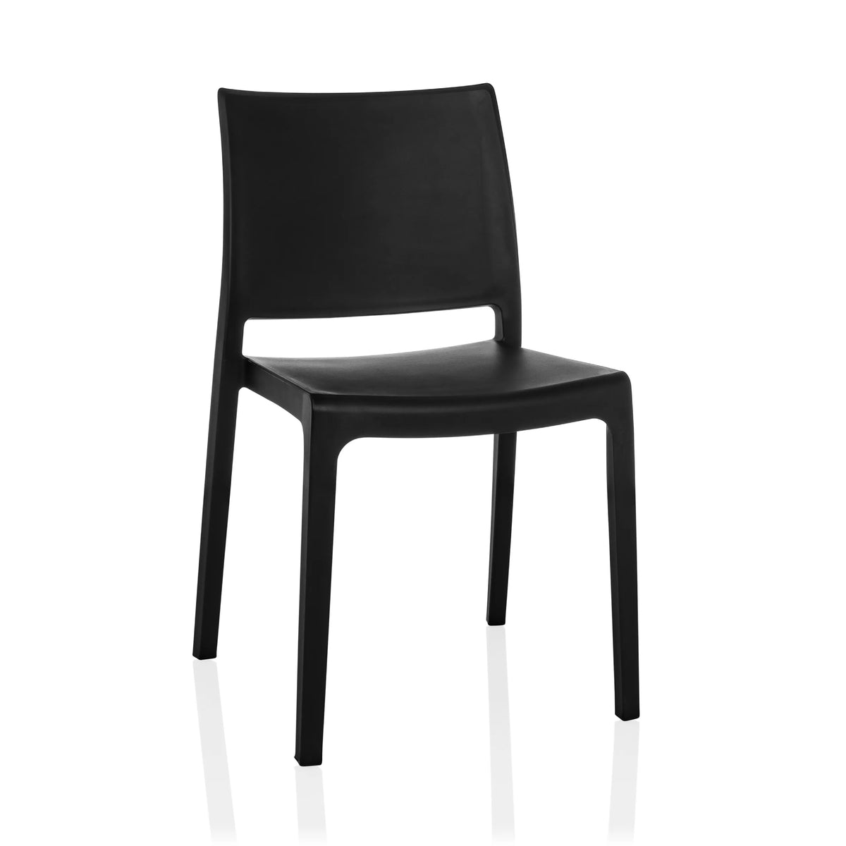 Black Outdoor chair T37 V with a simple backrest and four legs by hjh LIVING – 360-degree view (front view 15°)