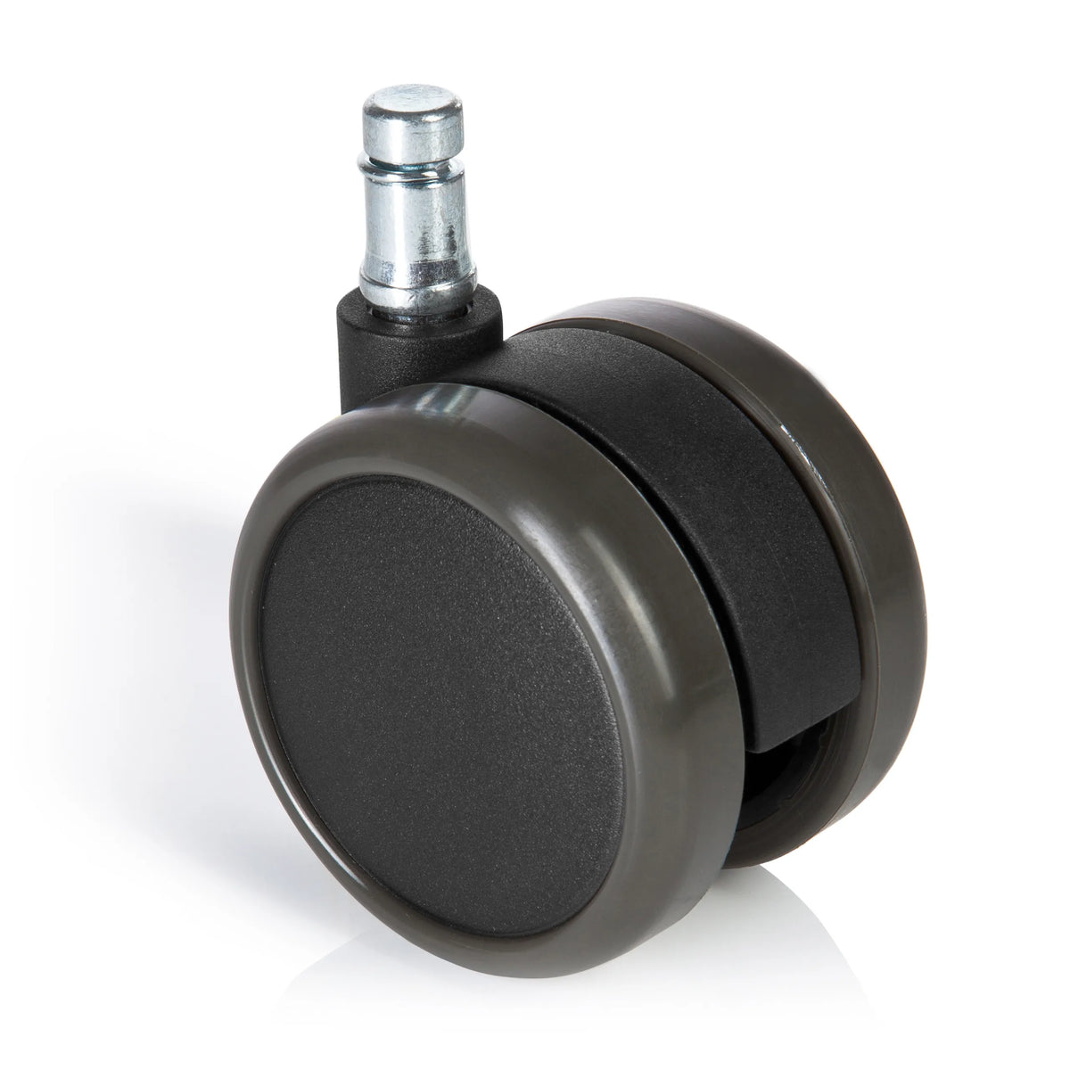Black Castors 5x ROLO FREE 11mm/65mm for hard floors with silver-coloured bolt by hjh OFFICE – 360-degree view (front view 0°)