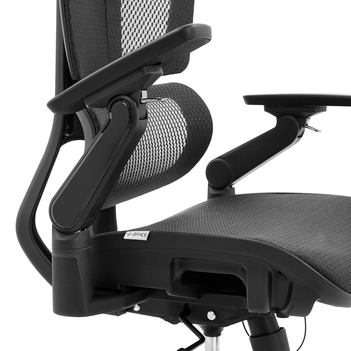 Adjustable armrest of the Ergo U2 Pro3 Professional Office Chair with mesh backrest in black by hjh OFFICE