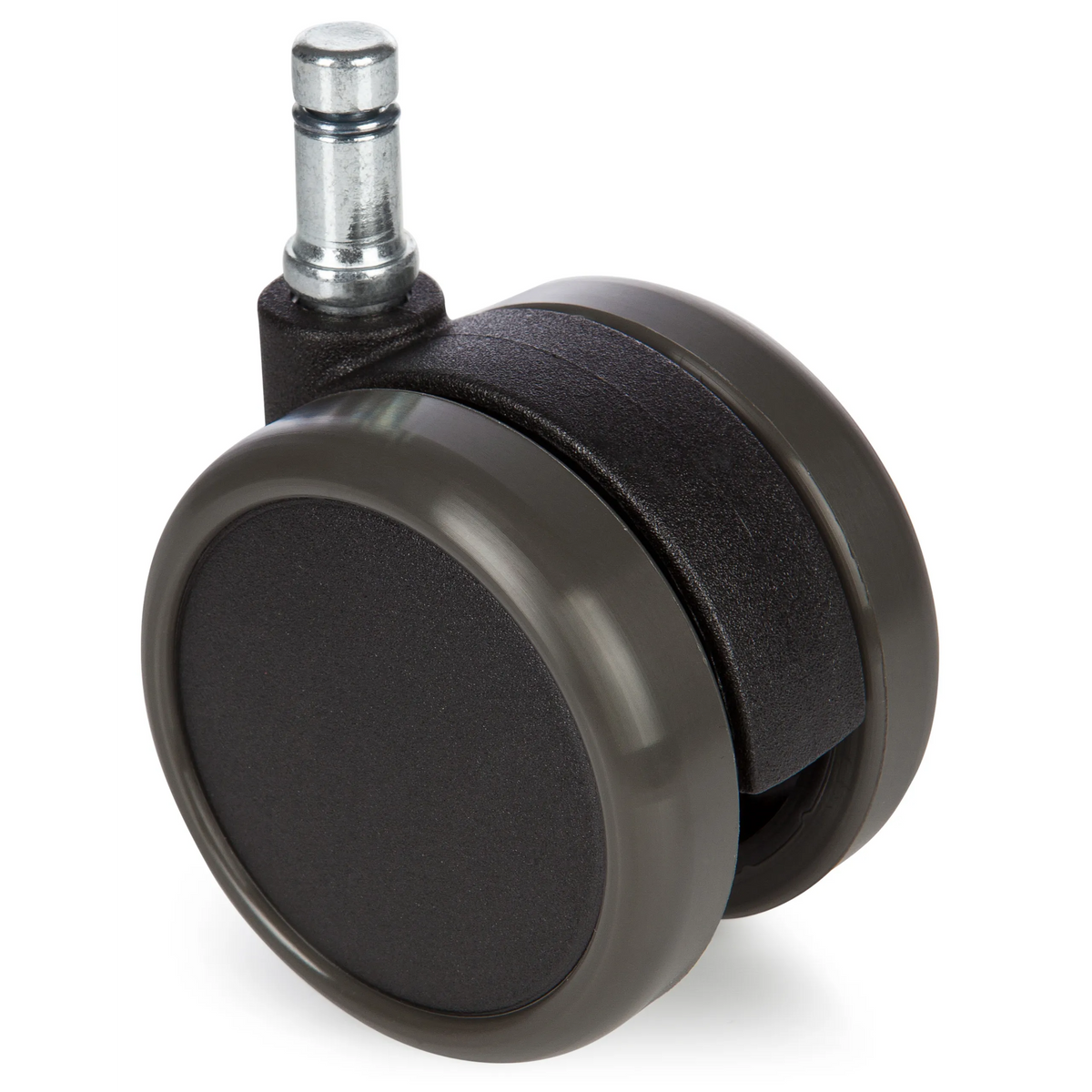 Black 5x ROLO 10mm/65mm Castors for hard floors with silver metal pin by hjh OFFICE – 360-degree view (front view 0°)