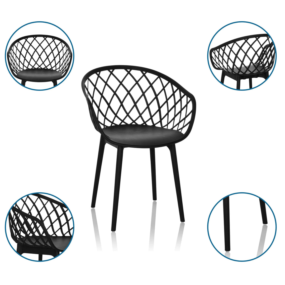 Shell chair BEGIO B in black with mesh backrest and four legs by hjh OFFICE