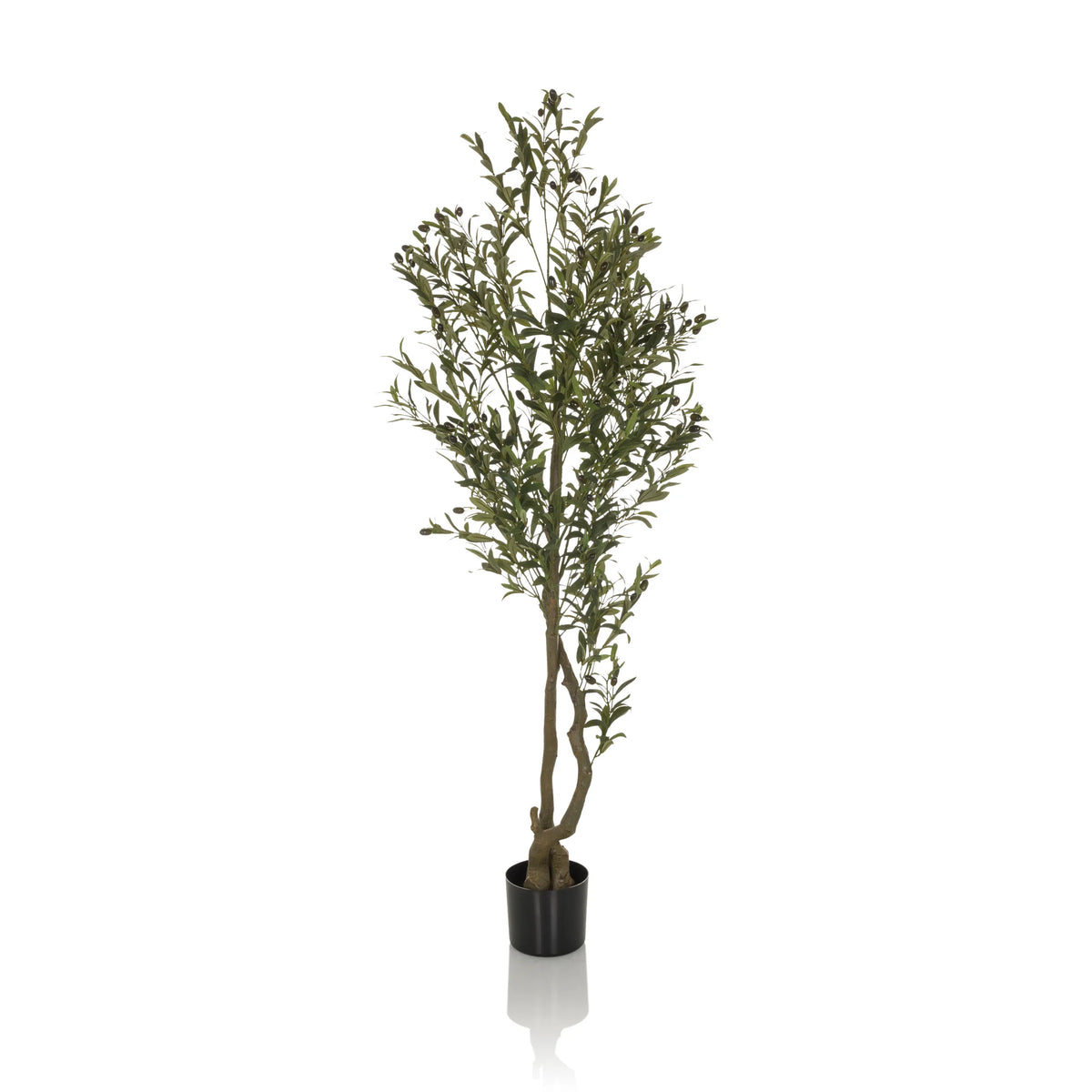 Green Artificial plant OLIVE I in a simple black pot by hjh OFFICE – 360-degree view (side profile 90°)