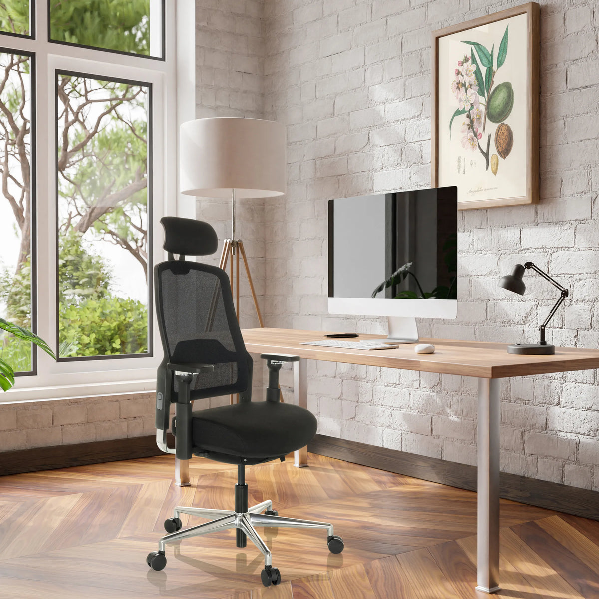 Black Professional Office Chair TERARO AX with mesh backrest and headrest by hjh OFFICE
