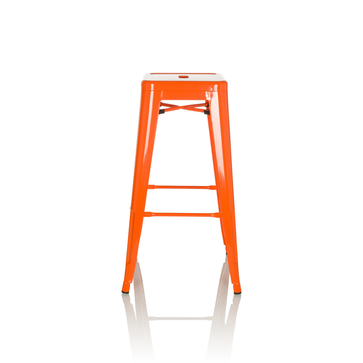 Orange Bar stool VANTAGGIO HIGH with four legs and integrated footrests by hjh OFFICE – 360-degree view (side profile 90°)