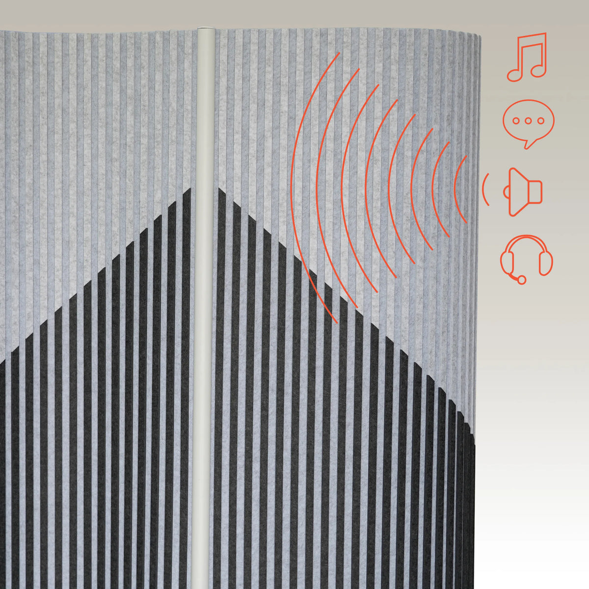 Sound-absorbing surface of the Partition wall Flexmiut Wave in grey with symbolic sound dampening by hjh OFFICE