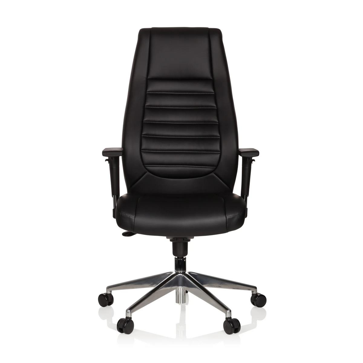 Black Professional Executive Chair VITORO with quilted backrest and five-caster base by hjh OFFICE – 360-degree view (front view 0°)