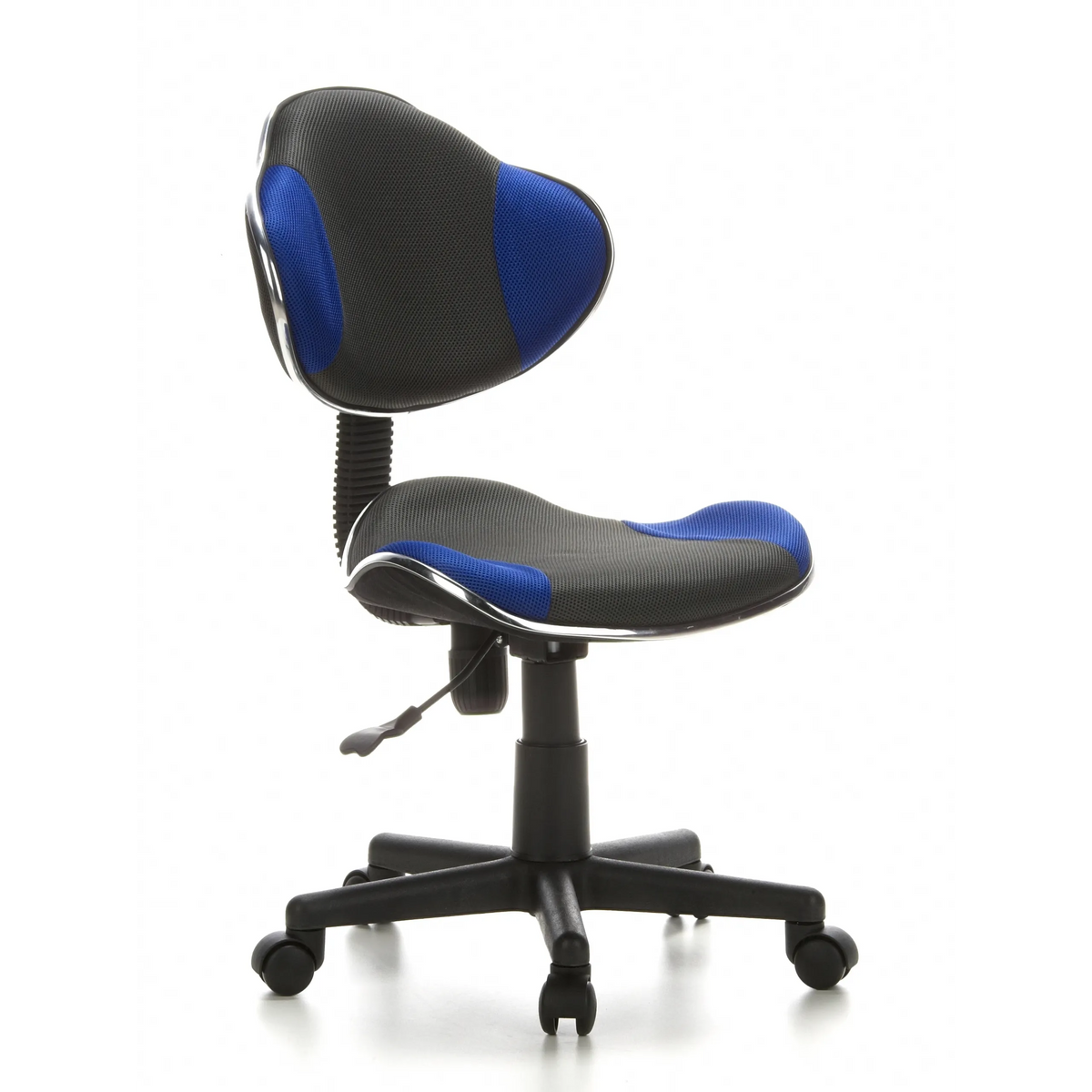 Grey-blue Swivel Chair – Children KIDDY GTI-2 with mesh back and five-caster base by hjh OFFICE – 360-degree view (front three-quarter view 40°)