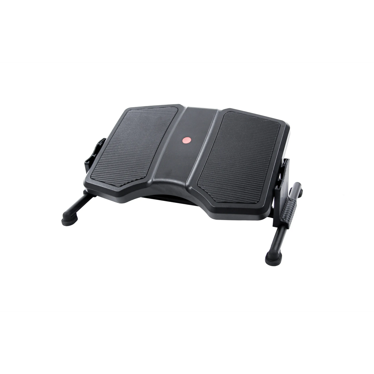 Black Footrest PODI II with ribbed surfaces and metal frame by hjh OFFICE – 360-degree view (side profile 90°)