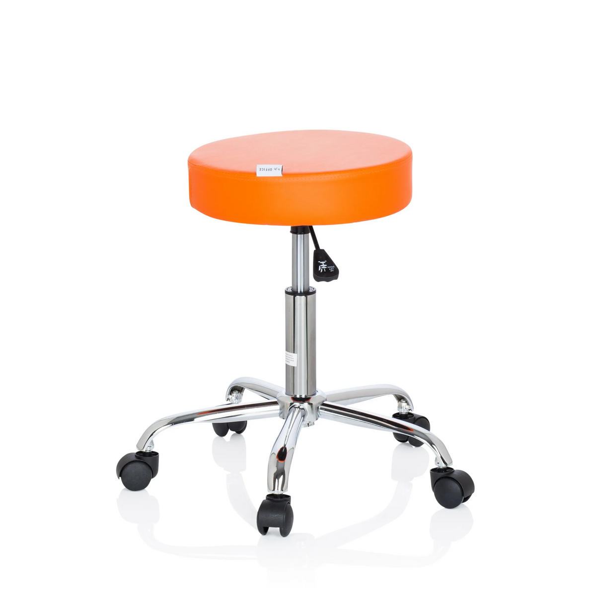 Orange Swivel stool OPERATOR II with gas lift and five-caster base by hjh OFFICE – 360-degree view (side profile 100°)