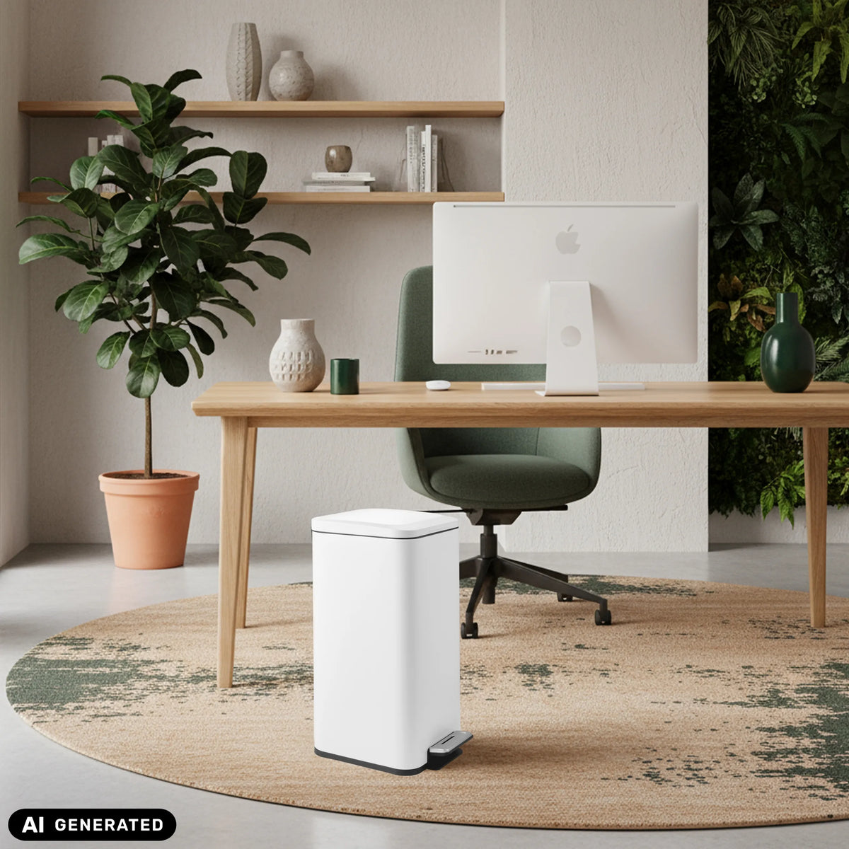 White Clean Square wastepaper bin with a 30 litre capacity by hjh OFFICE (AI-generated image)